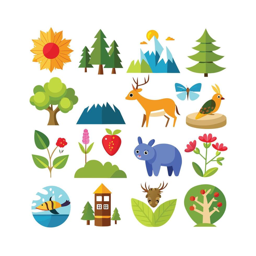 Nature Icon Set Collection Illustration vector