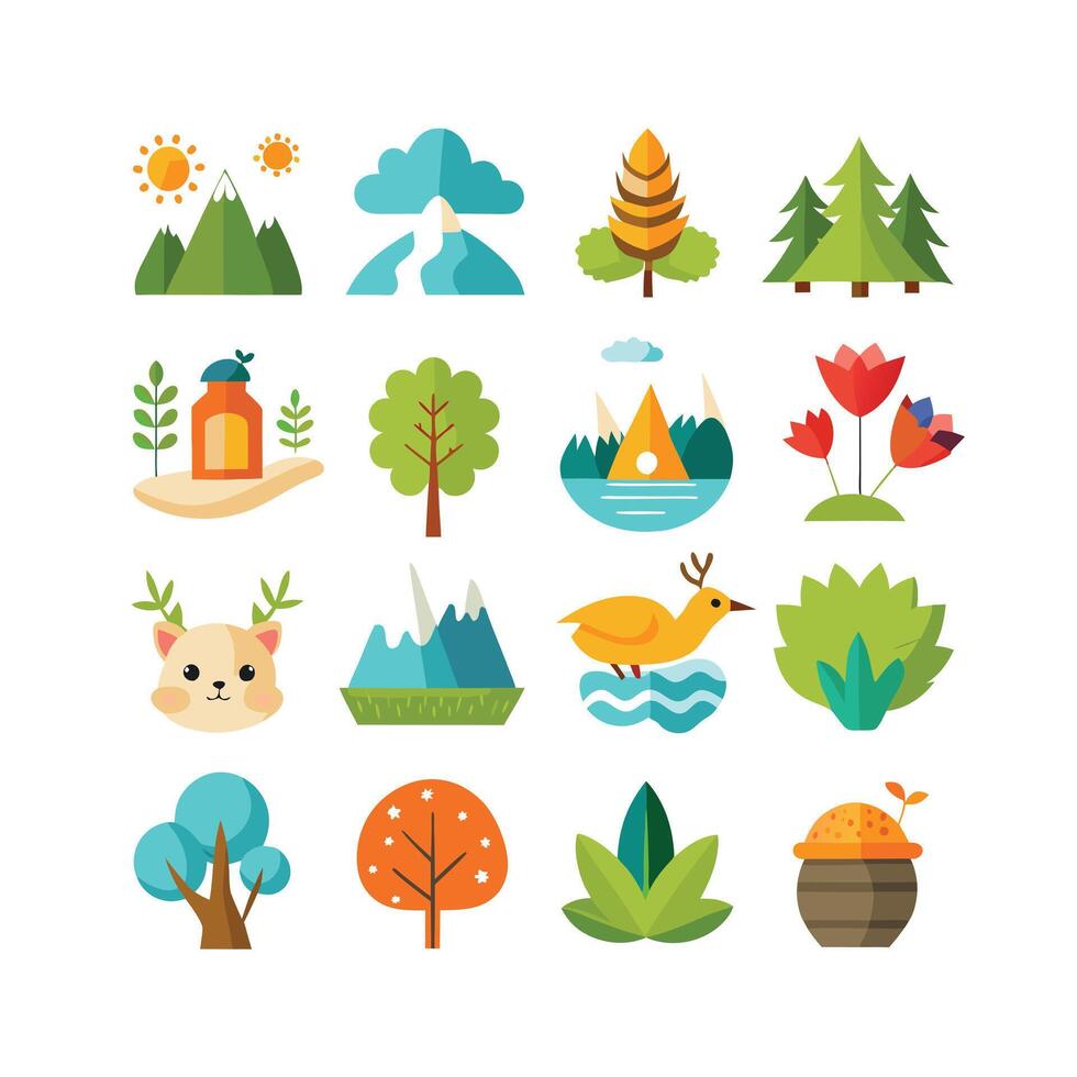 Nature Icon Set Collection Illustration vector