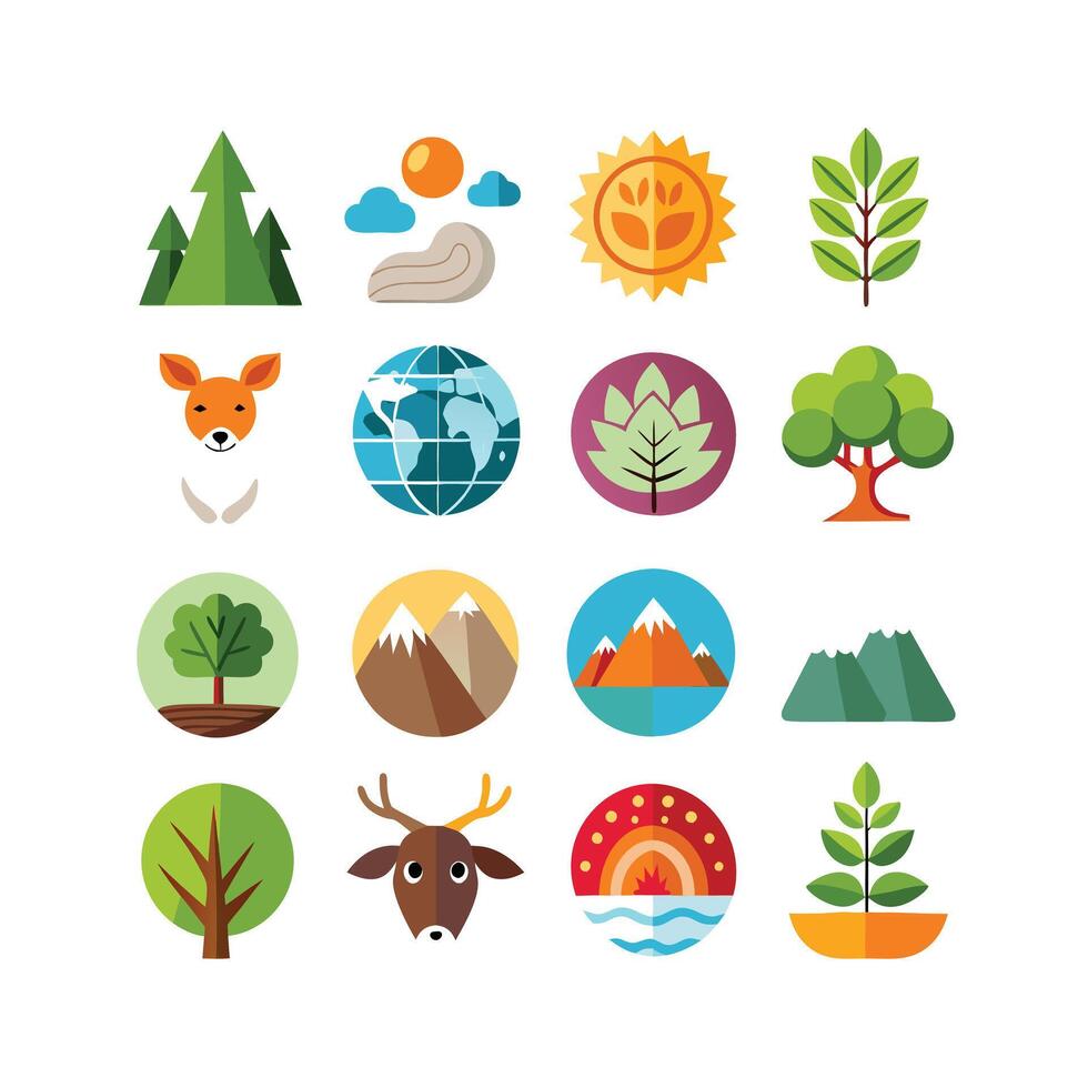Nature Icon Set Collection Illustration vector