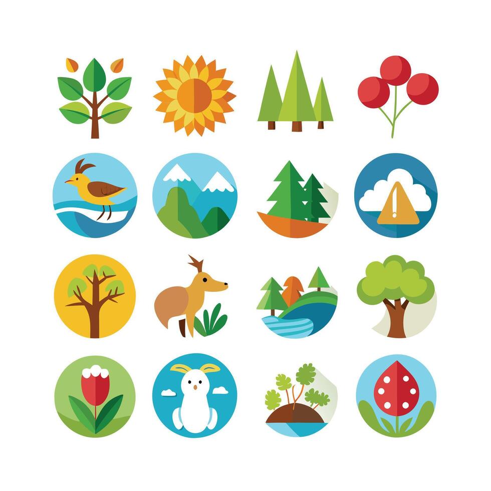 Nature Icon Set Collection Illustration vector
