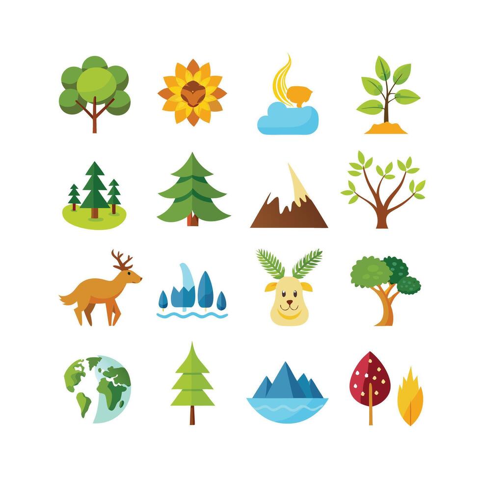 Nature Icon Set Collection Illustration vector