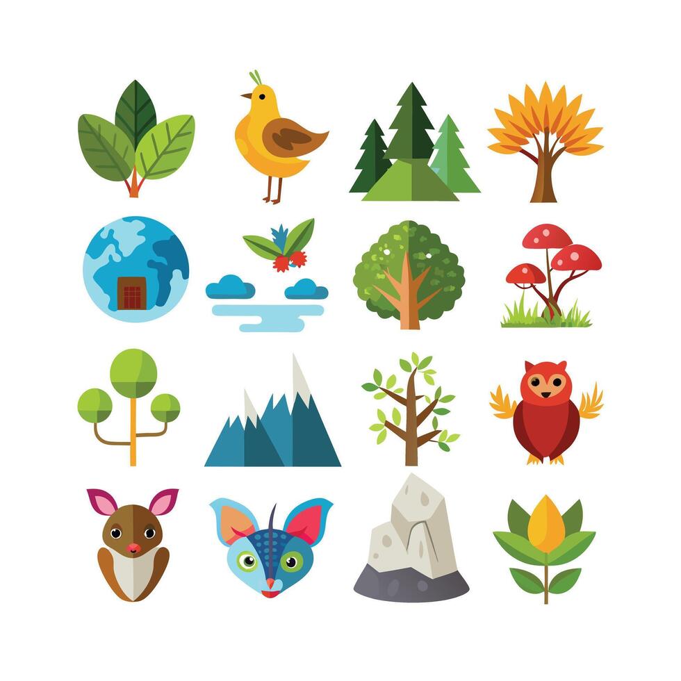 Nature Icon Set Collection Illustration vector