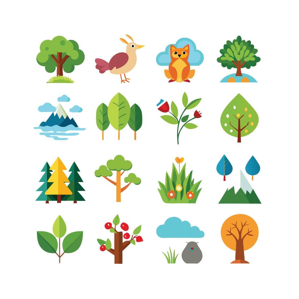 Nature Icon Set Collection Illustration vector