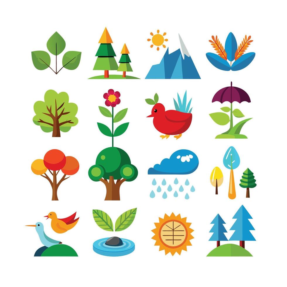 Nature Icon Set Collection Illustration vector