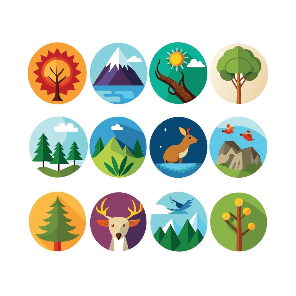 Nature Icon Set Collection Illustration vector