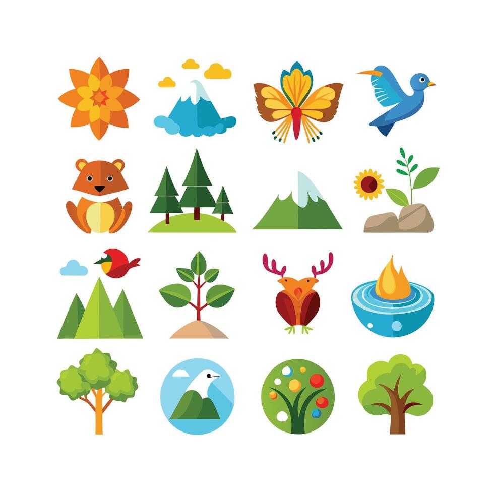 Nature Icon Set Collection Illustration vector