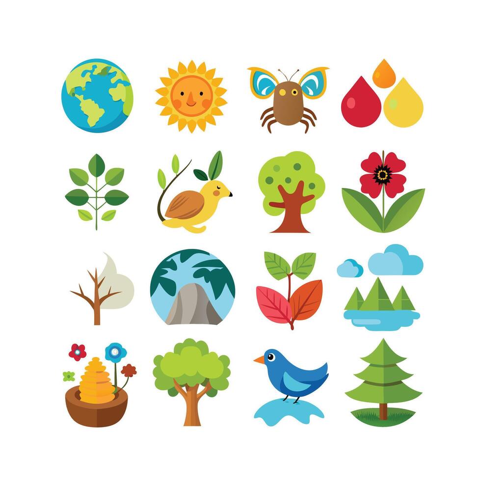 Nature Icon Set Collection Illustration vector