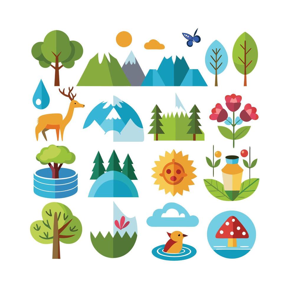 Nature Icon Set Collection Illustration vector