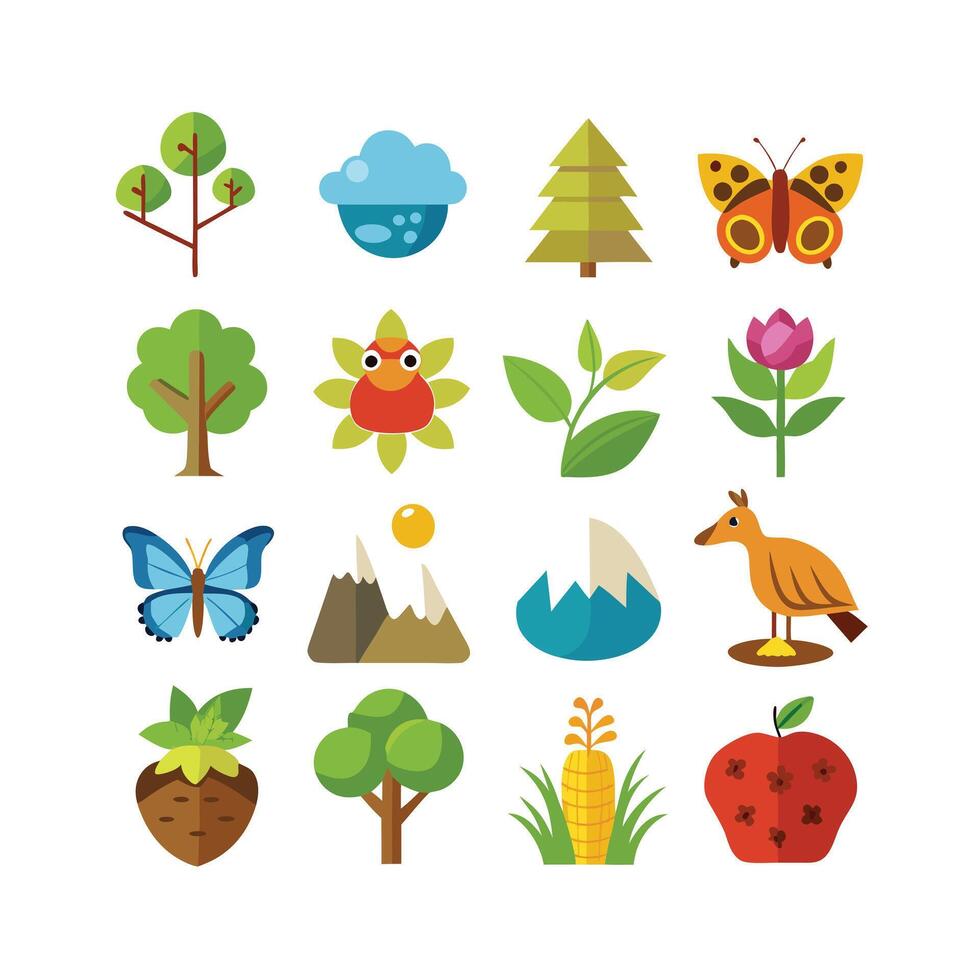 Nature Icon Set Collection Illustration vector