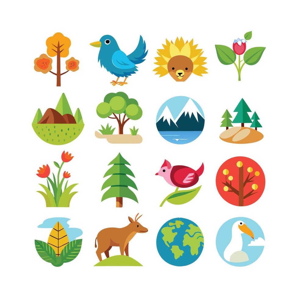Nature Icon Set Collection Illustration vector