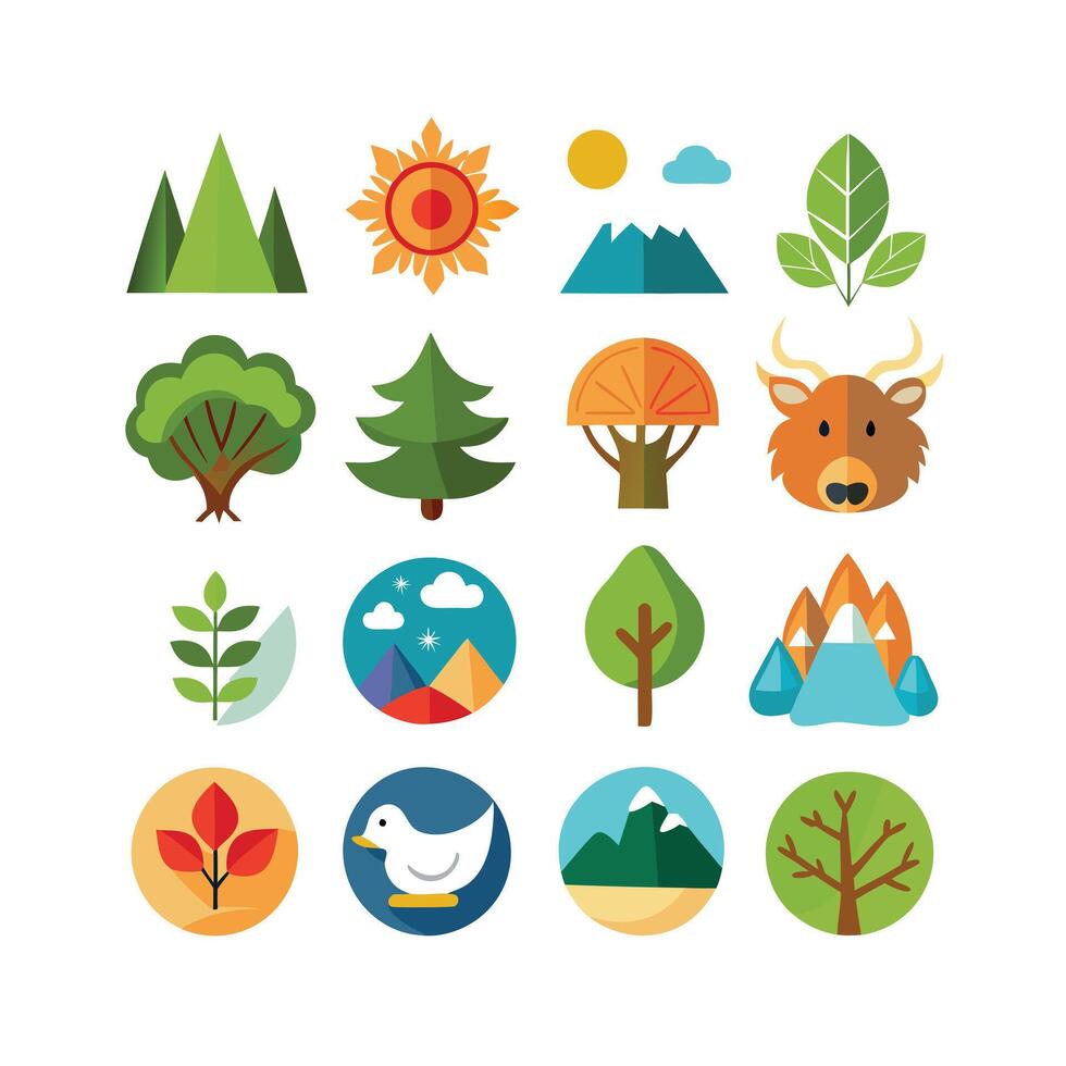 Nature Icon Set Collection Illustration vector