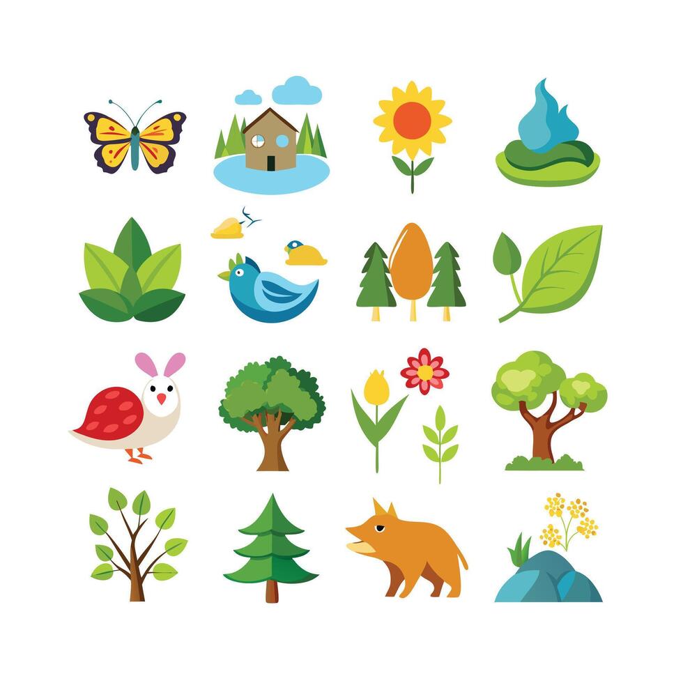 Nature Icon Set Collection Illustration vector