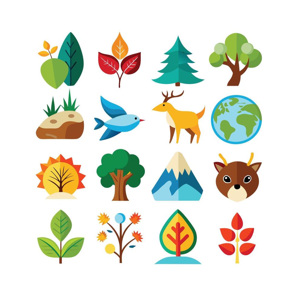 Nature Icon Set Collection Illustration vector