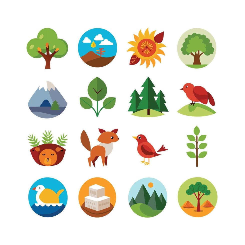 Nature Icon Set Collection Illustration vector