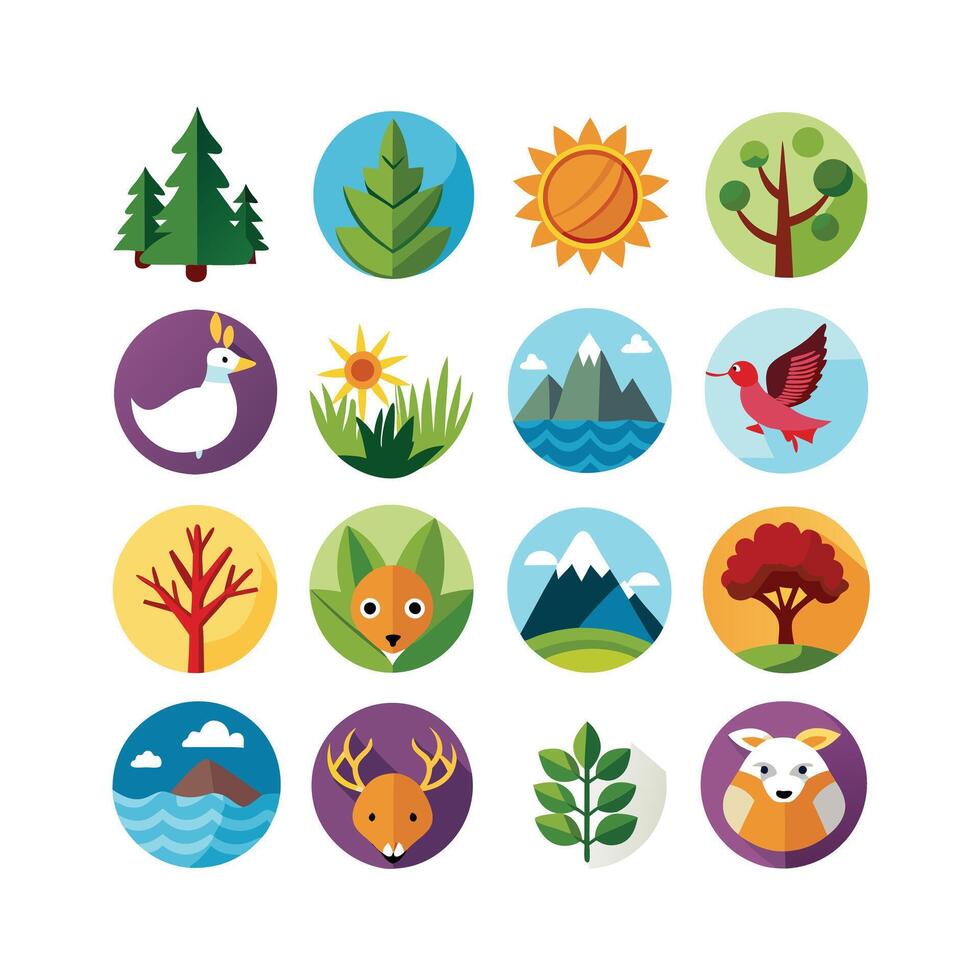 Nature Icon Set Collection Illustration vector