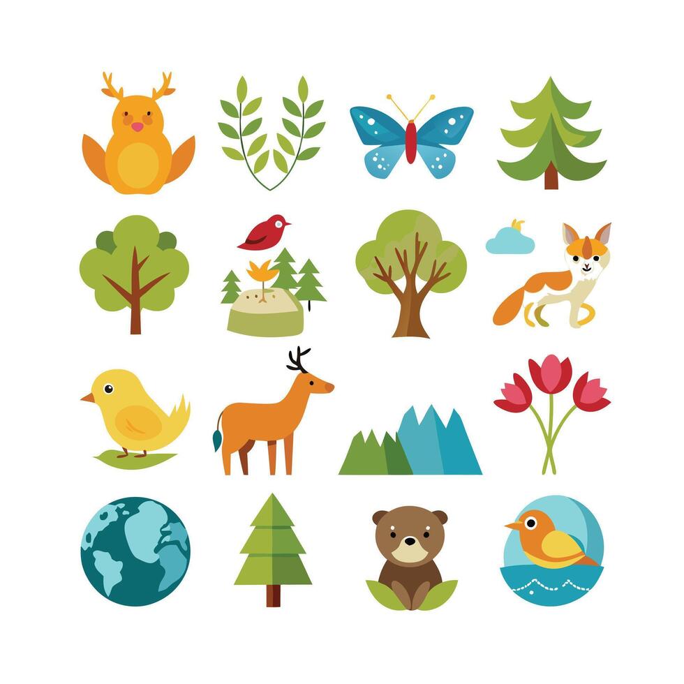 Nature Icon Set Collection Illustration vector