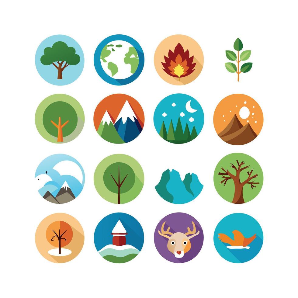 Nature Icon Set Collection Illustration vector