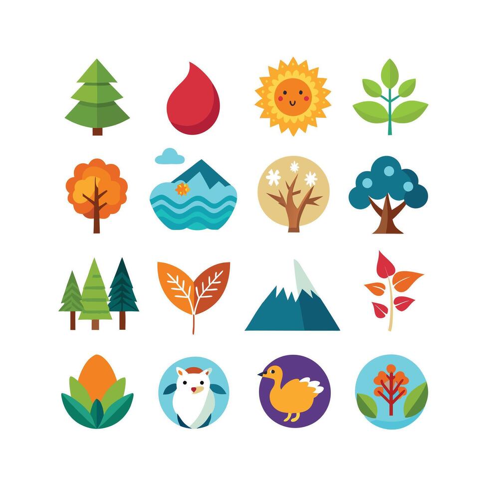 Nature Icon Set Collection Illustration vector