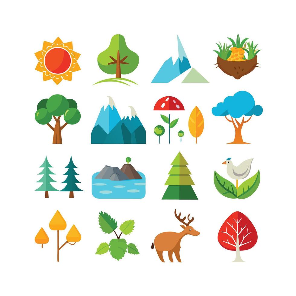 Nature Icon Set Collection Illustration vector
