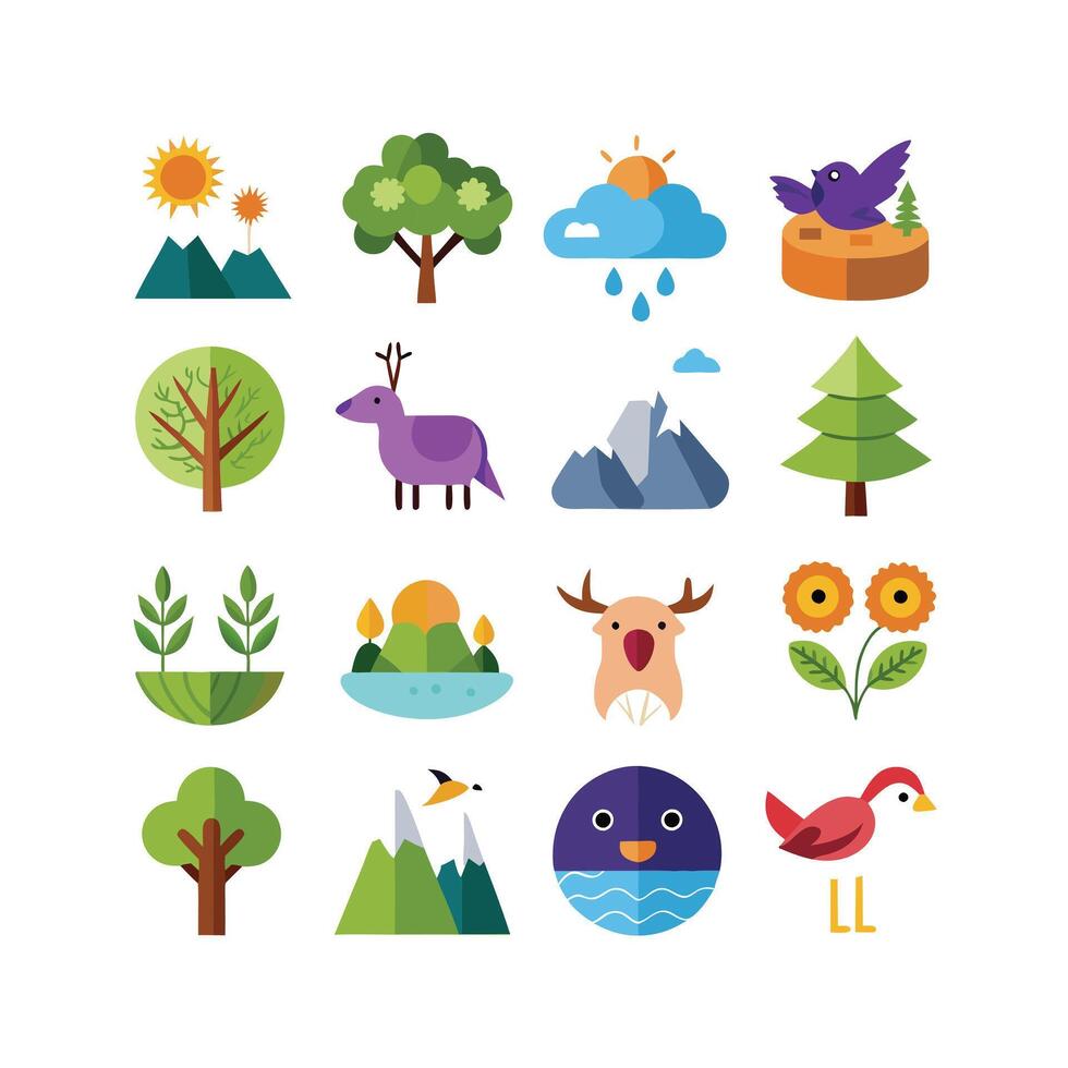 Nature Icon Set Collection Illustration vector