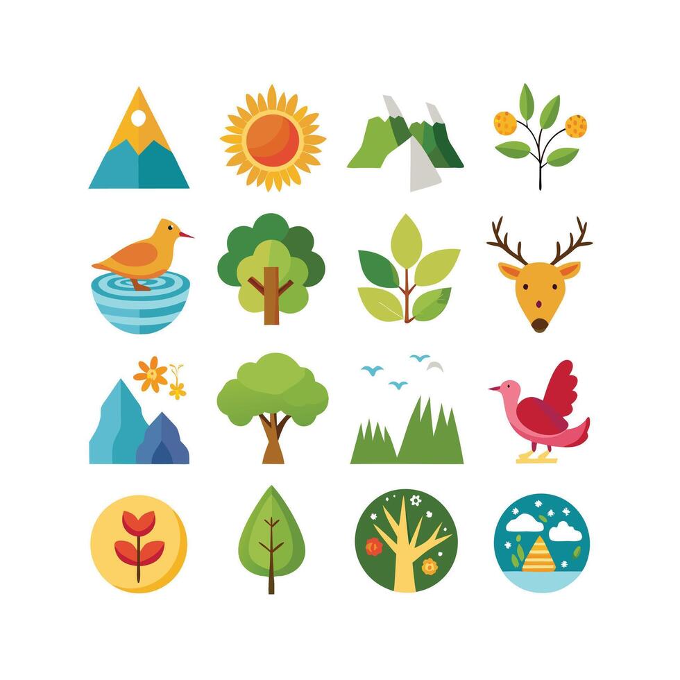 Nature Icon Set Collection Illustration vector