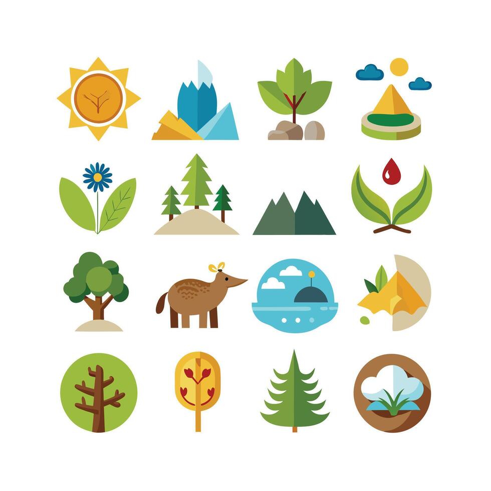 Nature Icon Set Collection Illustration vector