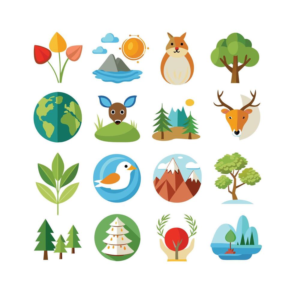 Nature Icon Set Collection Illustration vector