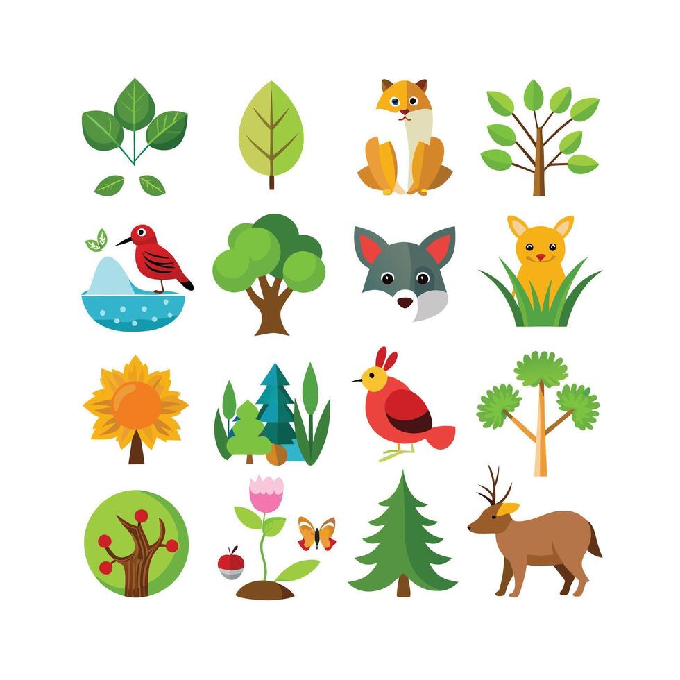 Nature Icon Set Collection Illustration vector