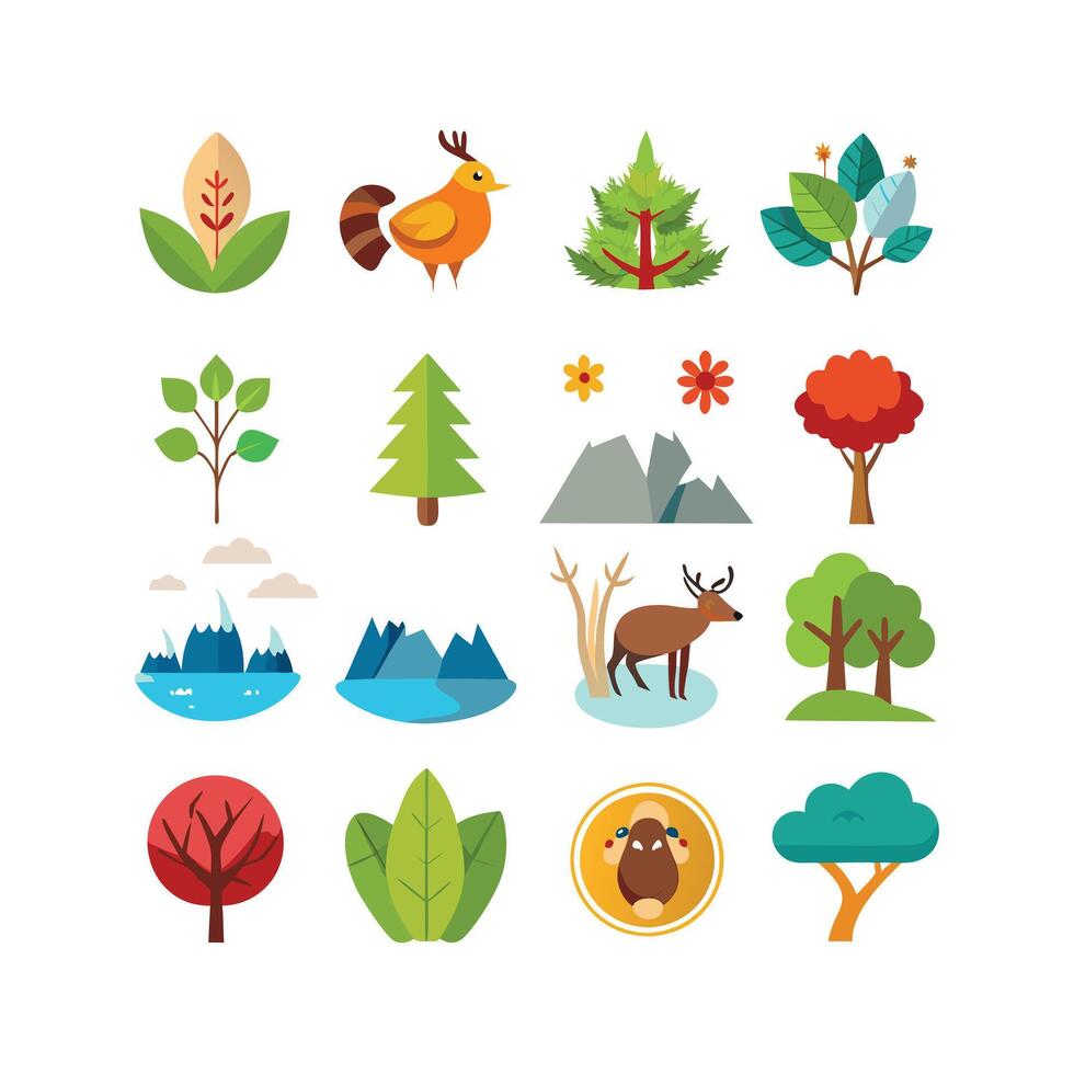 Nature Icon Set Collection Illustration vector