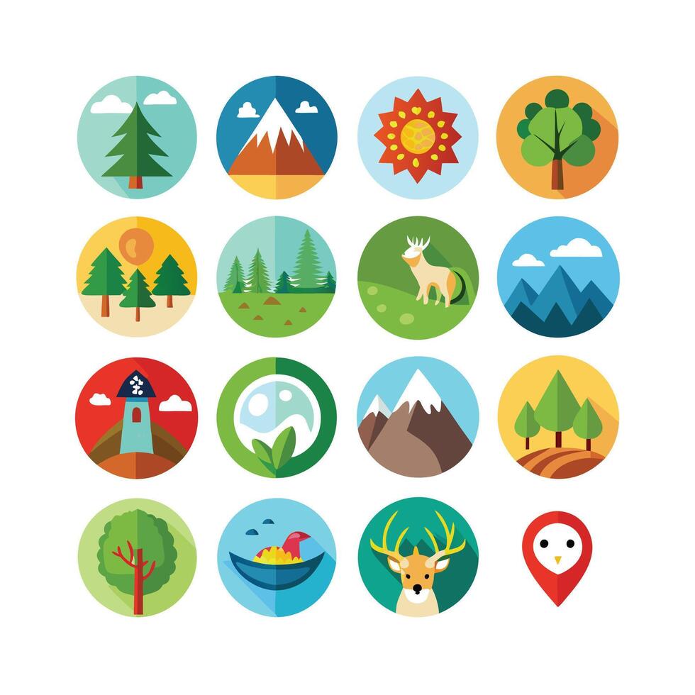 Nature Icon Set Collection Illustration vector