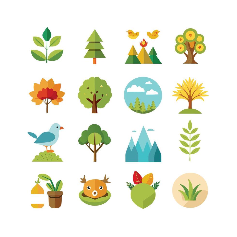 Nature Icon Set Collection Illustration vector