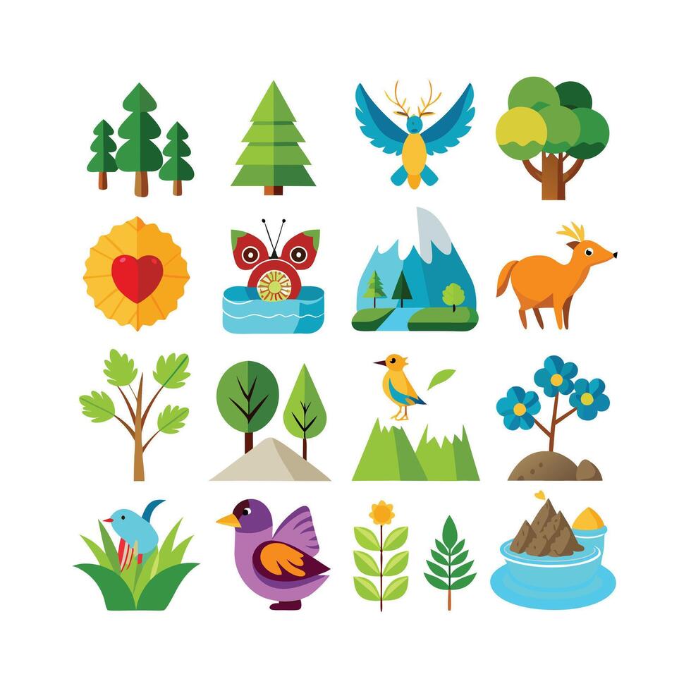 Nature Icon Set Collection Illustration vector
