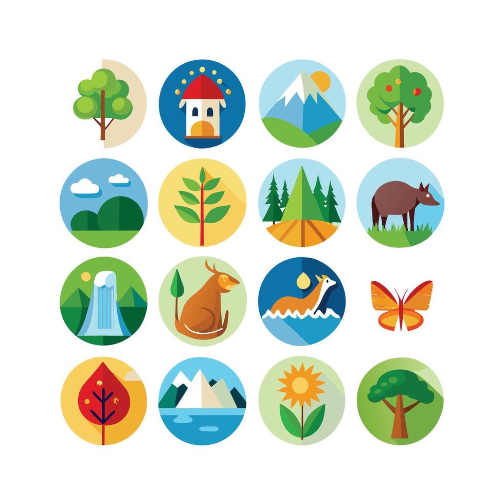 Nature Icon Set Collection Illustration vector