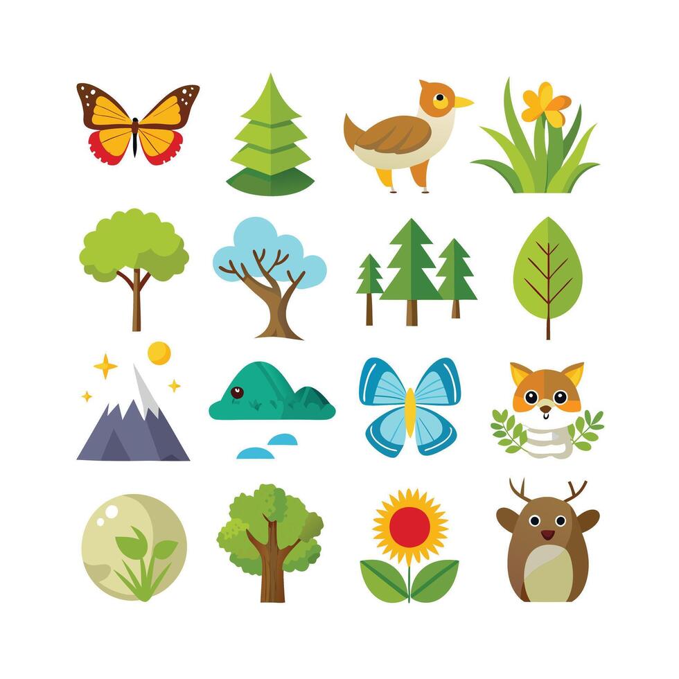 Nature Icon Set Collection Illustration vector