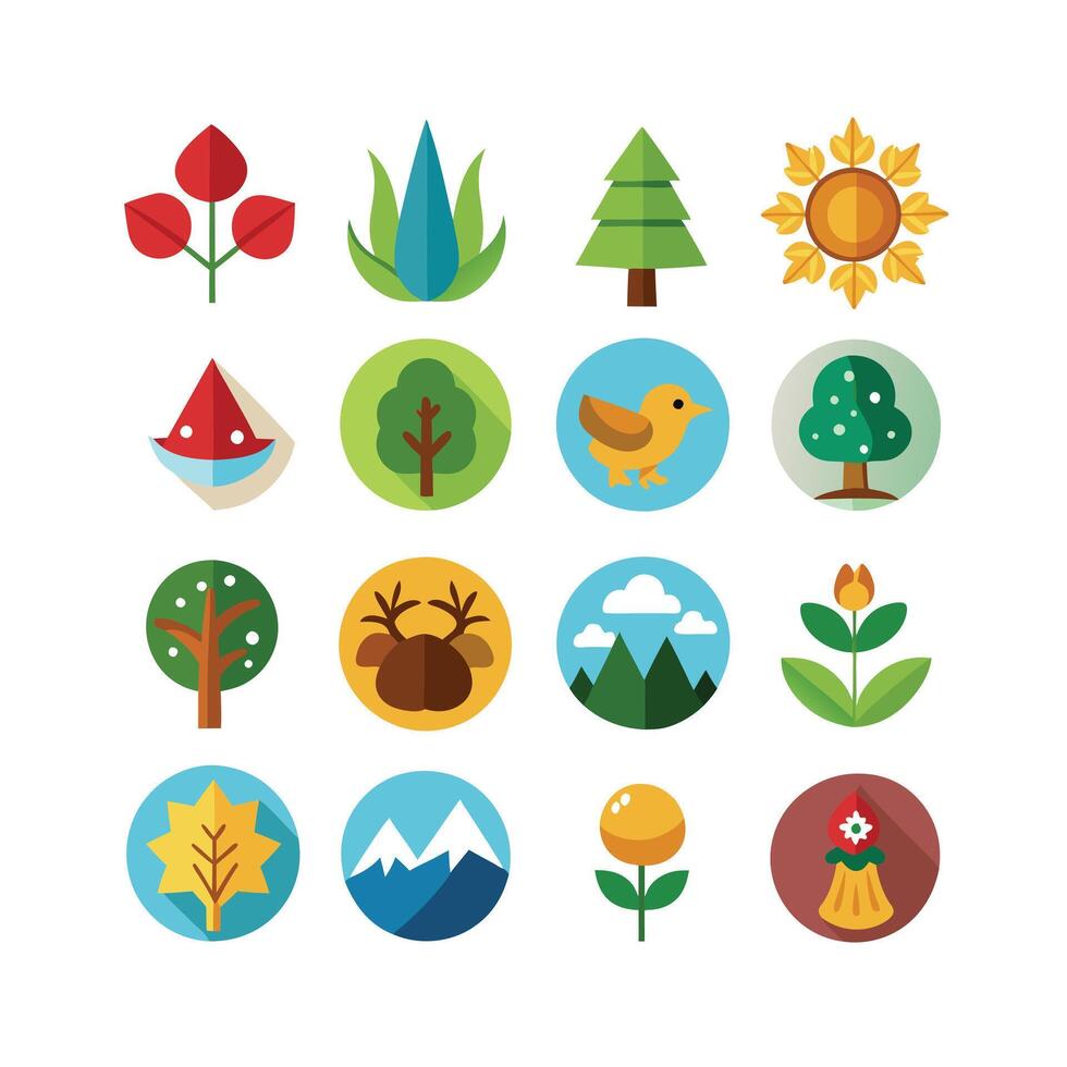 Nature Icon Set Collection Illustration vector
