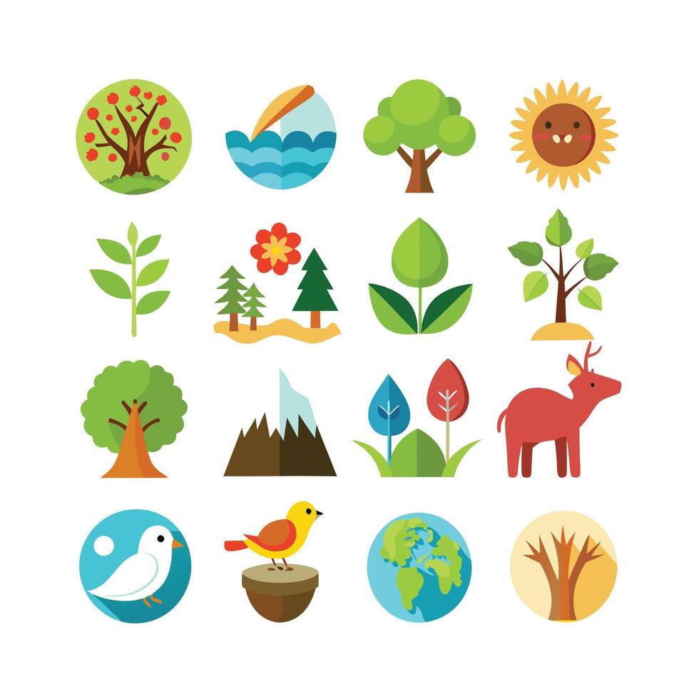 Nature Icon Set Collection Illustration vector
