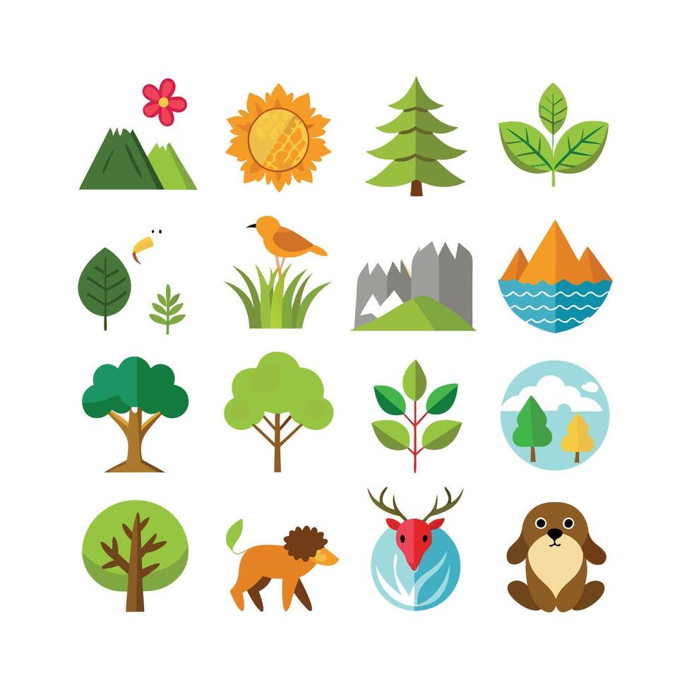 Nature Icon Set Collection Illustration vector