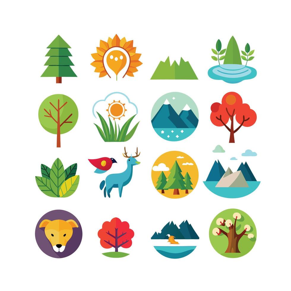naturaleza icono conjunto colección ilustración vector