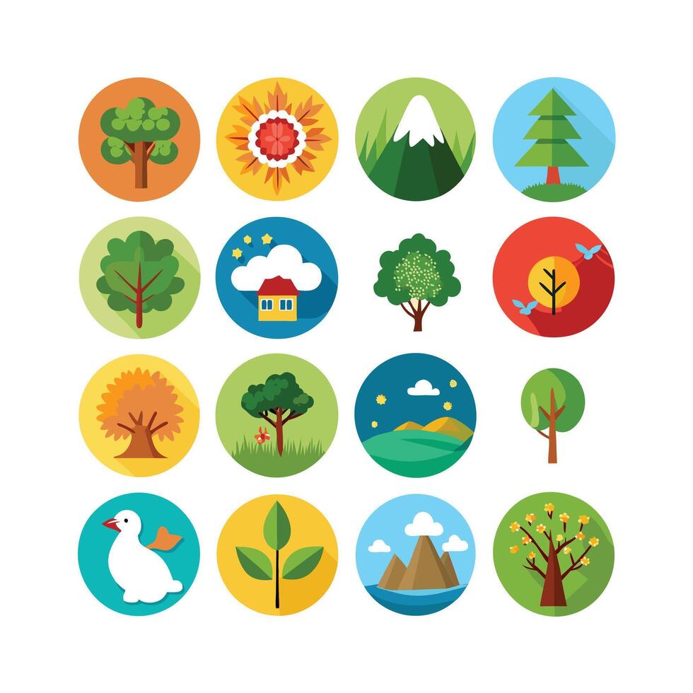 Nature Icon Set Collection Illustration vector