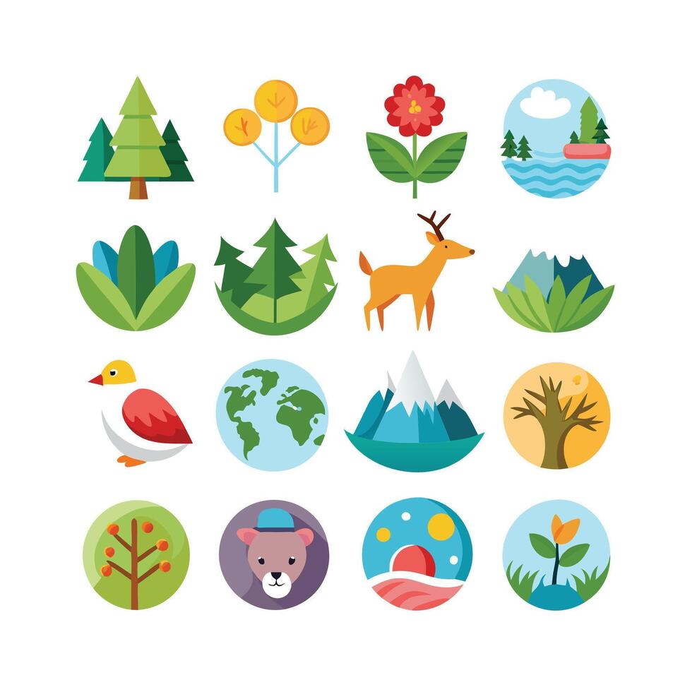 Nature Icon Set Collection Illustration vector
