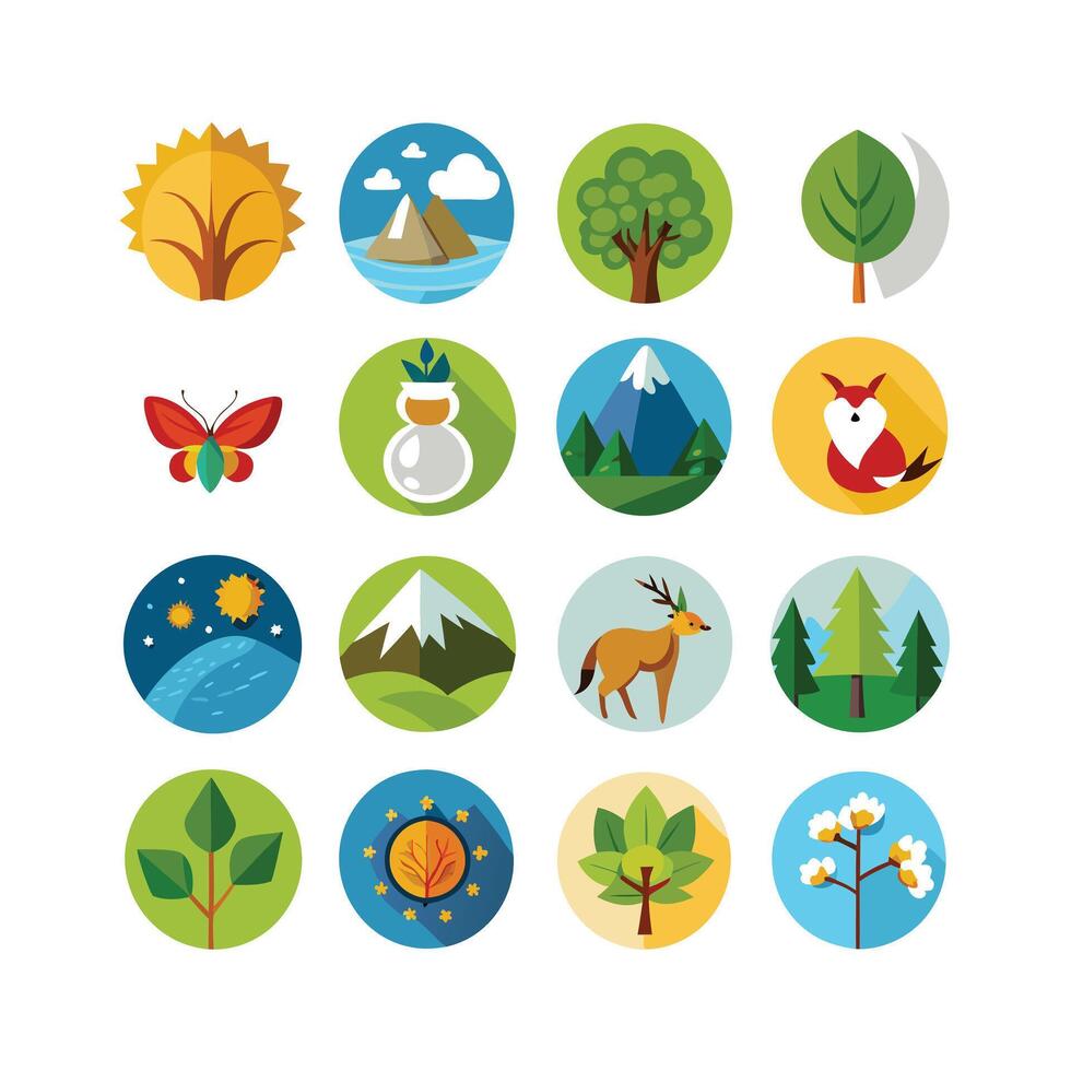 Nature Icon Set Collection Illustration vector