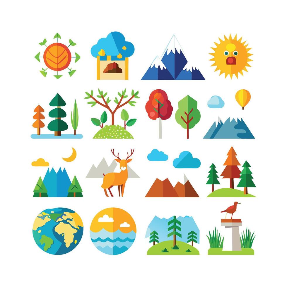 Nature Icon Set Collection Illustration vector