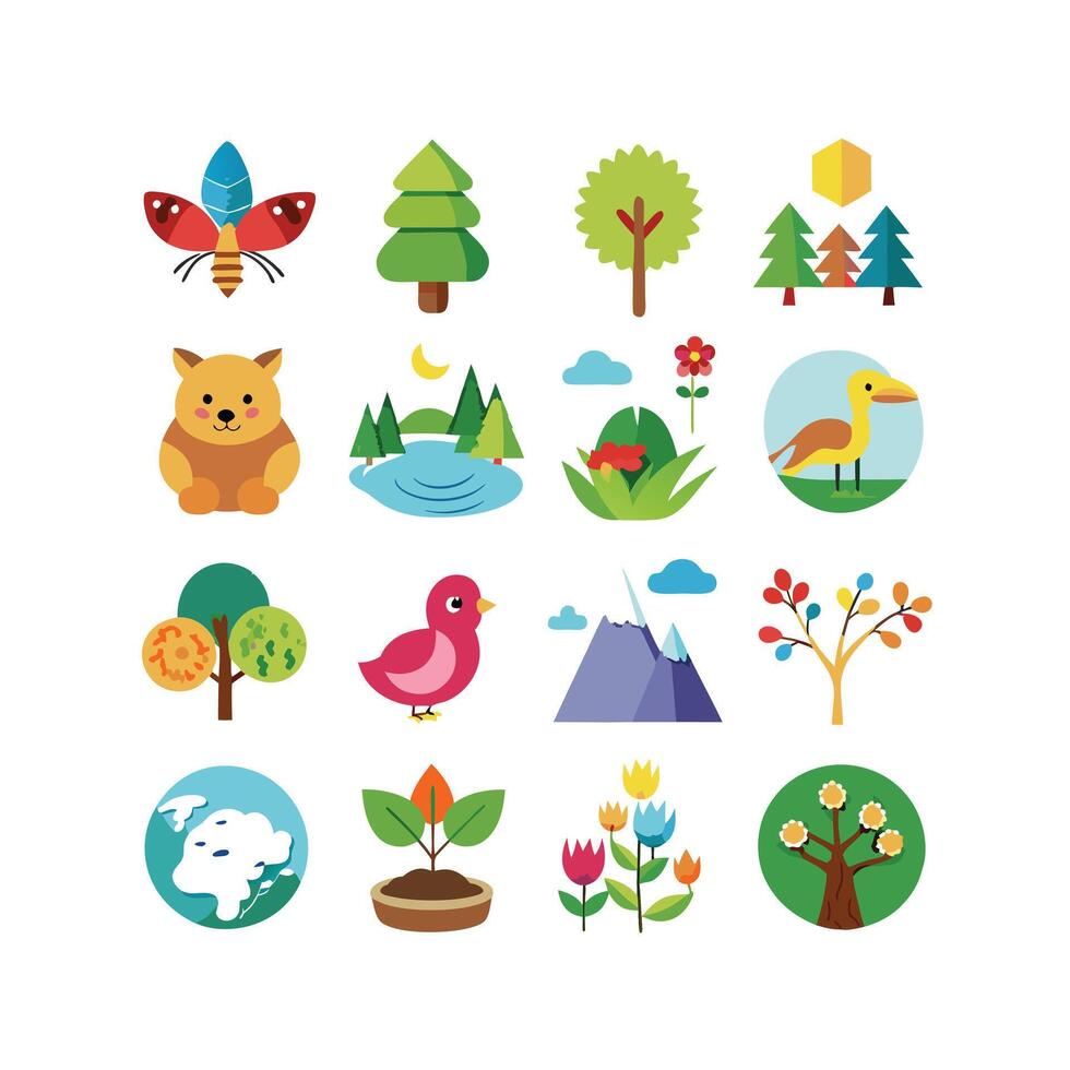 Nature Icon Set Collection Illustration vector