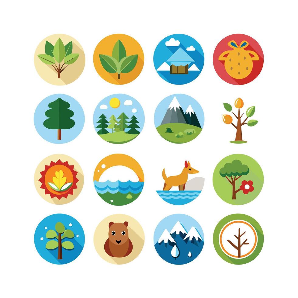 Nature Icon Set Collection Illustration vector