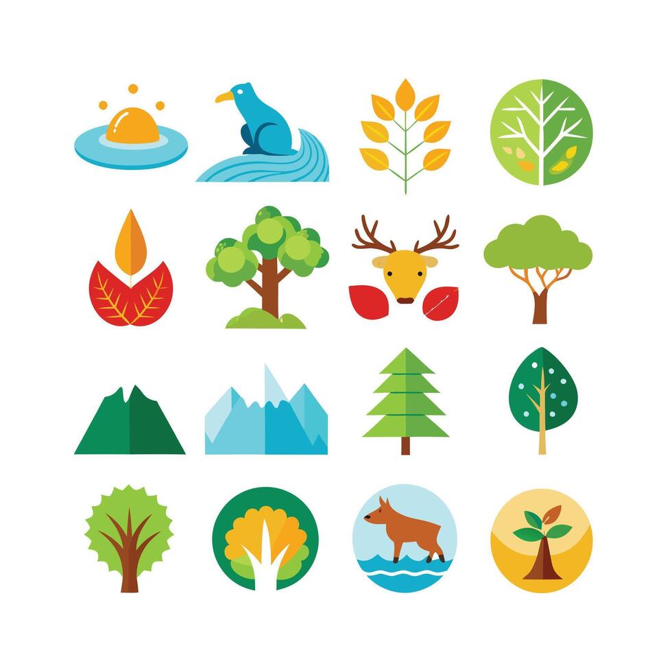 Nature Icon Set Collection Illustration vector