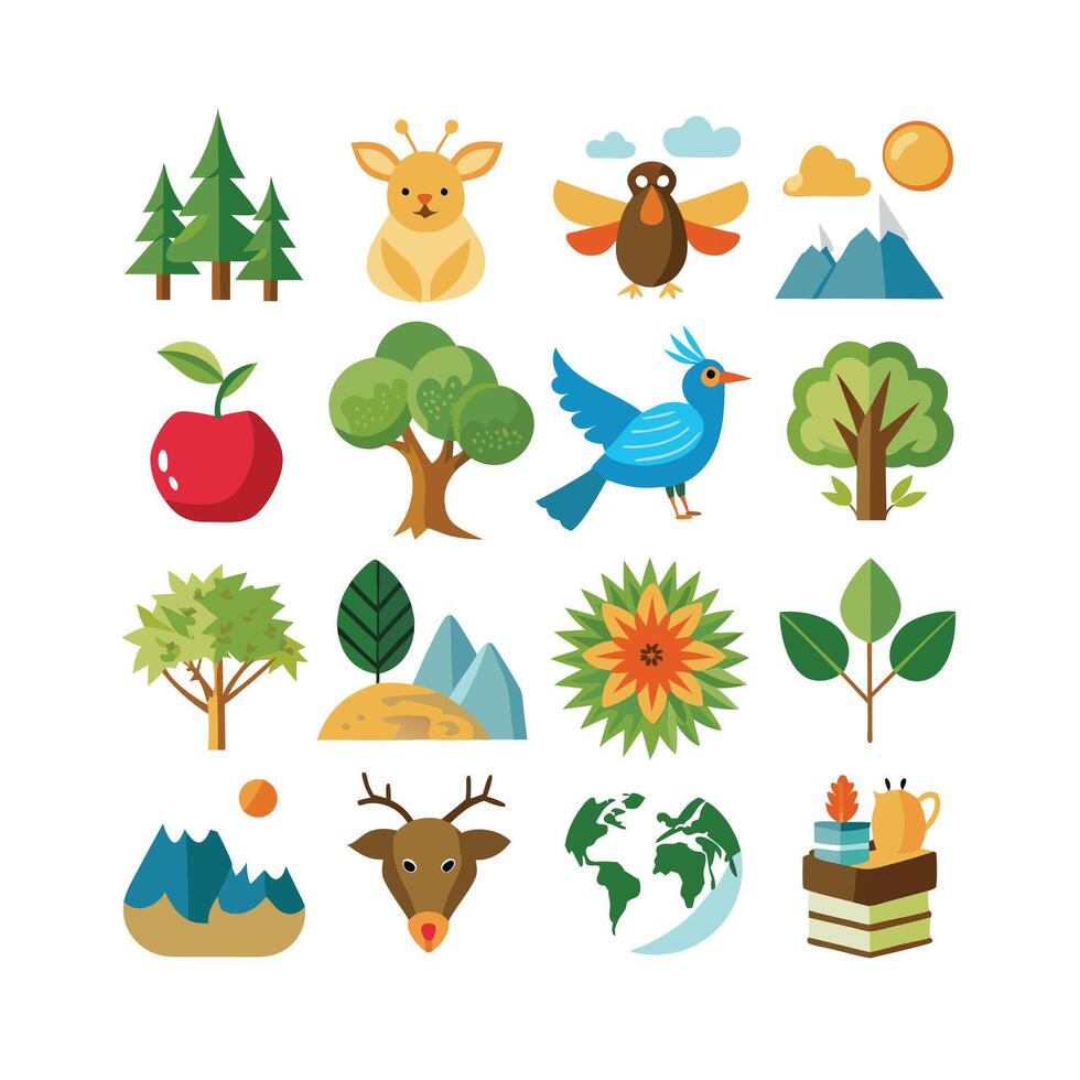 Nature Icon Set Collection Illustration vector