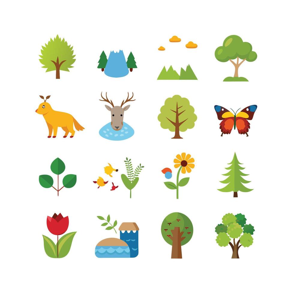 Nature Icon Set Collection Illustration vector