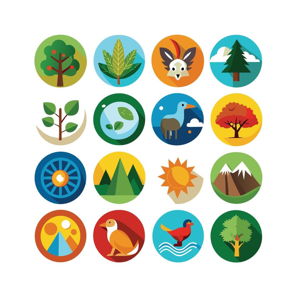 Nature Icon Set Collection Illustration vector