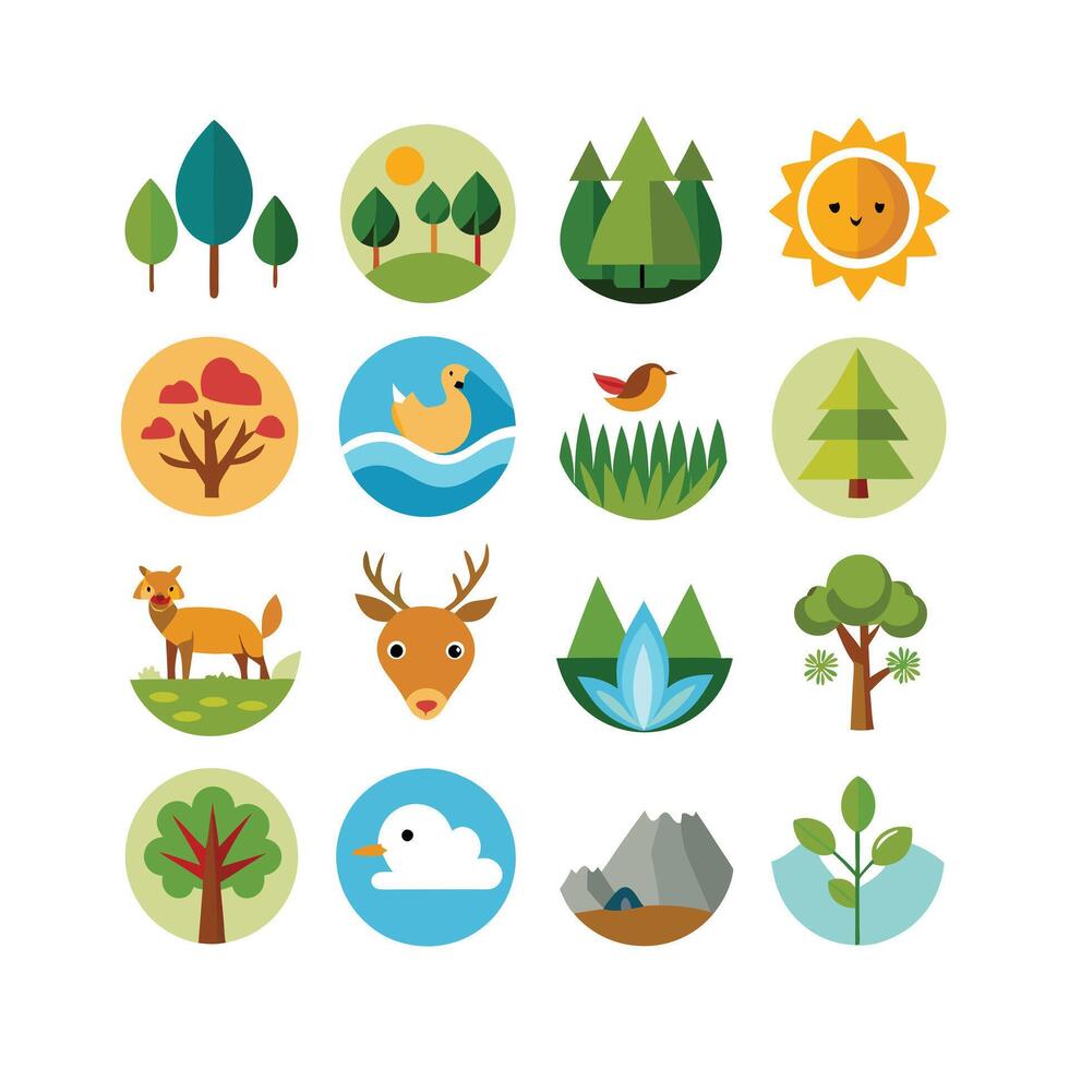 Nature Icon Set Collection Illustration vector