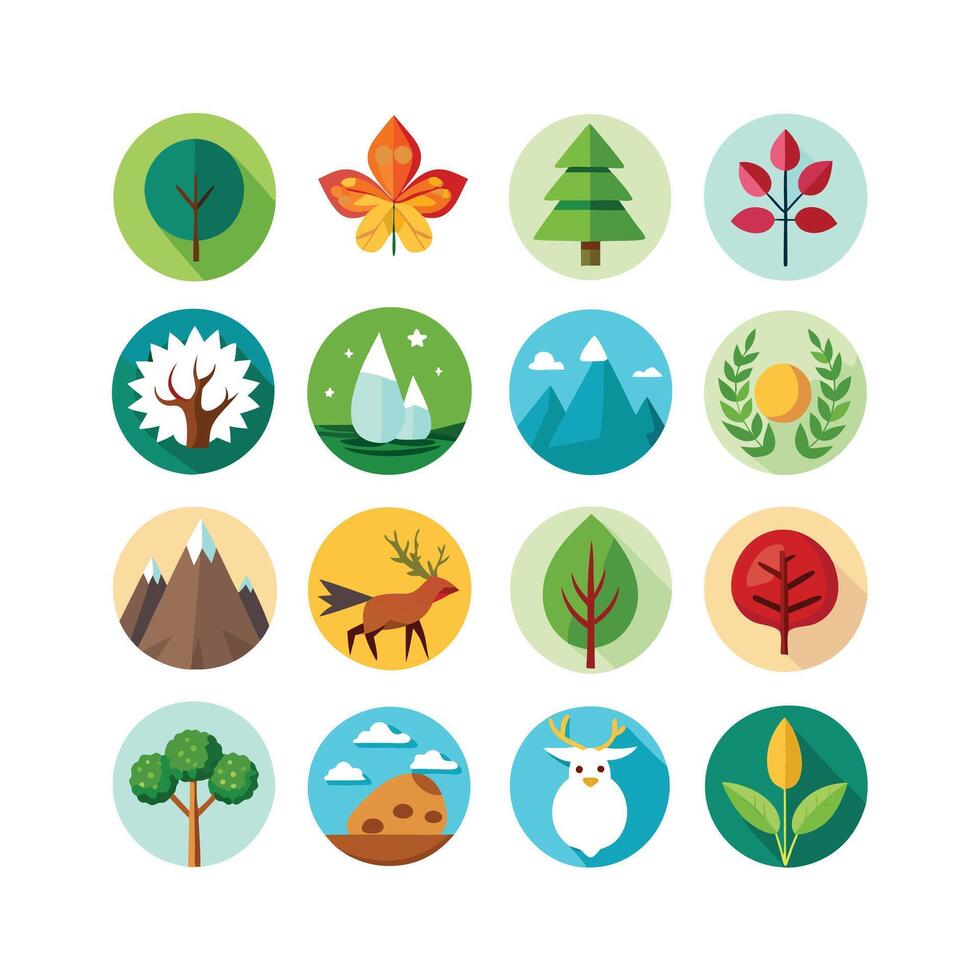 Nature Icon Set Collection Illustration vector